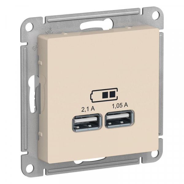 Розетка 2хUSB Systeme Electric AtlasDesign Type A+A бежевая ATN000233 Розетка 2хUSB Systeme Electric AtlasDesign Type A+A бежевая ATN000233