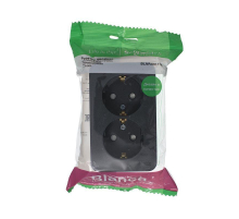 Розетка двойная 2К+З Systeme Electric Blanca 16A 250V со шторками антрацит BLNRA011216