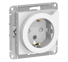 Розетка 2К+З Systeme Electric AtlasDesign 16A 250V со шторками белая ATN000147