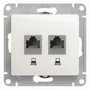 Розетка компьютерная двойная RJ45 Systeme Electric Glossa 5e кат UTP перламутр GSL000685KK
