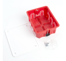 Коробка монтажная для полых стен, с пластиковыми зажимами, с крышкой, 120*92*45мм STEKKER EBX30-02-1-20-120, красный