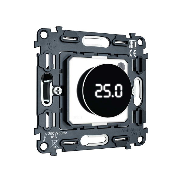 Механизм терморегулятора с цифровым дисплеем с датчиком для теплого пола с подсветкой 16A-250V QUANT (EXTRA CONTROL) VM1385