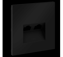 Накладка для розетки компьютерной двойной RJ45+RJ45 кат.6, S70 (черный матовый) Voltum VLS001408