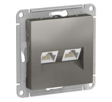 Розетка компьютерная двойная RJ45 Systeme Electric AtlasDesign 5e кат UTP сталь ATN000985