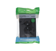 Розетка двойная 2К Systeme Electric AtlasDesign 16A 250V карбон ATN001020