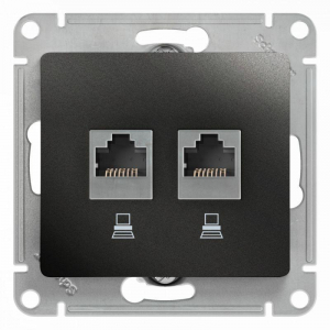 Розетка компьютерная двойная RJ45 Systeme Electric Glossa 5e кат UTP антрацит GSL000785KK