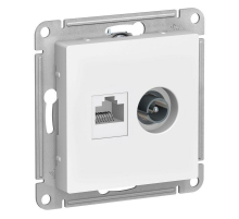 Розетка компьютерная RJ45/TV Systeme Electric AtlasDesign 5e кат UTP белая ATN000189