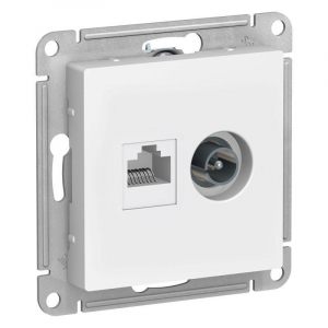 Розетка компьютерная RJ45/TV Systeme Electric AtlasDesign 5e кат UTP белая ATN000189