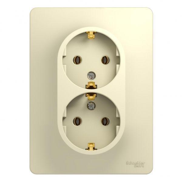 Розетка двойная 2К+З Systeme Electric Glossa 16A 250V бежевая GSL000224 Розетка двойная 2К+З Systeme Electric Glossa 16A 250V бежевая GSL000224