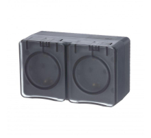 Розетка 2х2К+З Systeme Electric AtlasDesign 16A 250V со шторками антрацит ATN544026