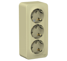 Розетка тройная 2К+3 Systeme Electric Blanca 16A 250V бежевая BLNRA010317