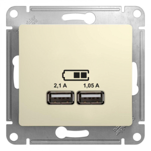 Розетка двойная USB Systeme Electric Glossa Type A+A бежевая GSL000233