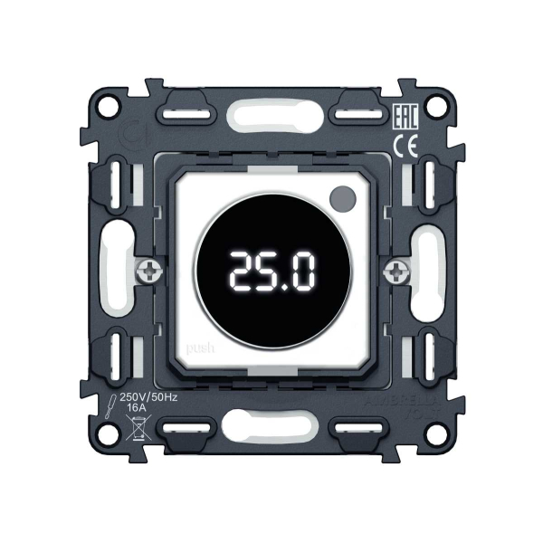 Механизм терморегулятора с цифровым дисплеем с датчиком для теплого пола с подсветкой 16A-250V QUANT (EXTRA CONTROL) VM1385