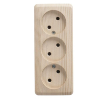 Розетка тройная 2К Systeme Electric Этюд 16A 250V сосна PA16-009D