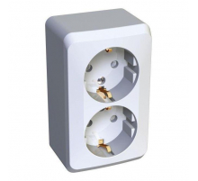 Розетка двойная 2К+З Systeme Electric Этюд 16A 250V со шторками белая PA16-008B
