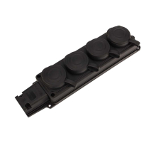 Колодка каучуковая 4 гнезда с крышкой черная, с/з, 16А, IP44, PROconnect 111-114-4