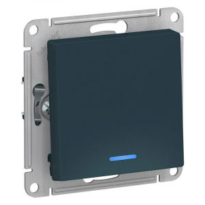 Выключатель одноклавишный Systeme Electric AtlasDesign 10A 250V с подсветкой изумруд ATN000813