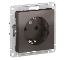 Розетка 2К+З Systeme Electric AtlasDesign 16A 250V со шторками мокко ATN000645