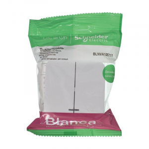 Выключатель двухклавишный Systeme Electric Blanca 10A 250V с подсветкой белый BLNVA105111