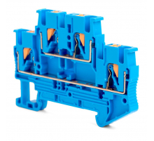 Зажим пружинный, 4-проводной проходной 2 уровня ЗНИ - 2,5 ,JXB PT 2,5 , синий LD575-2-25