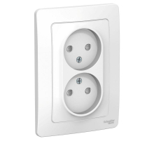 Розетка двойная 2К Systeme Electric Blanca 16A 250V со шторками белая BLNRS000121
