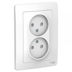Розетка двойная 2К Systeme Electric Blanca 16A 250V со шторками белая BLNRS000121