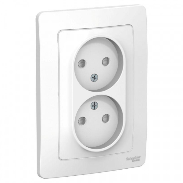 Розетка двойная 2К Systeme Electric Blanca 16A 250V со шторками белая BLNRS000121 Розетка двойная 2К Systeme Electric Blanca 16A 250V со шторками белая BLNRS000121