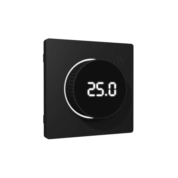 Лицевая панель ALFA (Черный матовый) для терморегулятора теплого пола с цифровым дисплеем QUANT AP8058