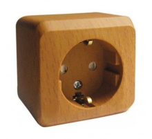 Розетка 2К+З Systeme Electric Этюд 16A 250V со шторками бук PA16-004T