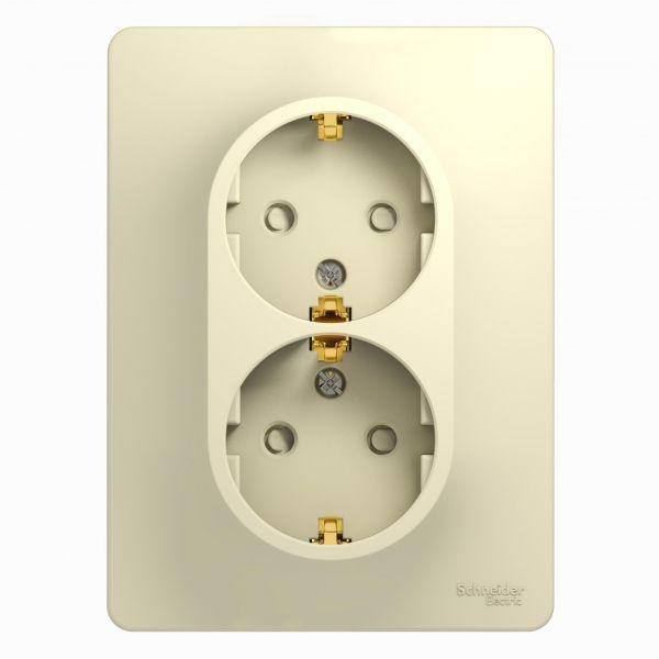 Розетка двойная 2К+З Systeme Electric Glossa 16A 250V со шторками бежевая GSL000226 Розетка двойная 2К+З Systeme Electric Glossa 16A 250V со шторками бежевая GSL000226