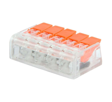 Универсальная компактная клемма СМК 221-415, 5-прoводная до 4,0 мм² (пакет 5 шт/уп) REXANT 07-5210