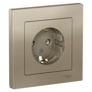 Розетка 2К+З Systeme Electric AtlasDesign 16A 250V со шторками шампань ATN000544