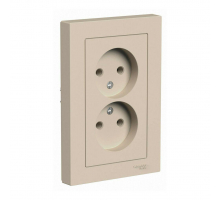 Розетка двойная 2К Systeme Electric AtlasDesign 16A 250V песочный ATN001220
