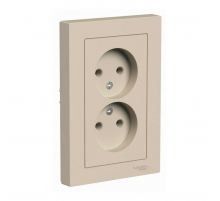 Розетка двойная 2К Systeme Electric AtlasDesign 16A 250V песочный ATN001220