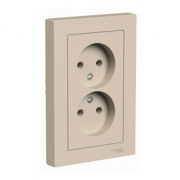 Розетка двойная 2К Systeme Electric AtlasDesign 16A 250V песочный ATN001220 Розетка двойная 2К Systeme Electric AtlasDesign 16A 250V песочный ATN001220