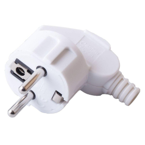 Вилка угловая с/з STEKKER, PPG16-41-202, пластик, 250В, 16A, IP20, белый