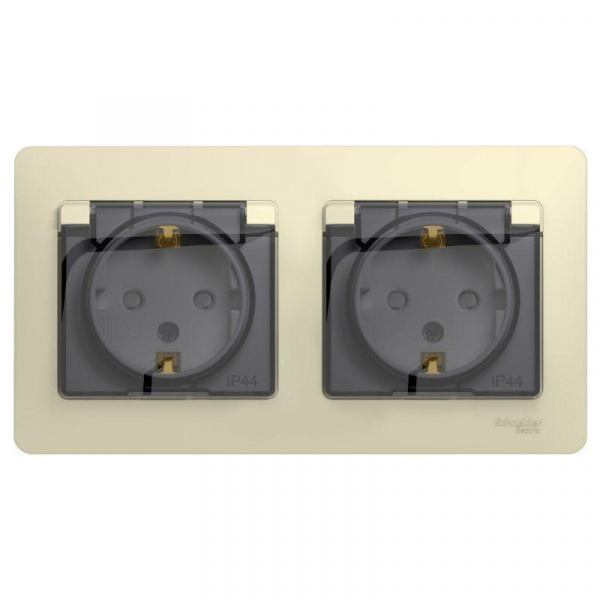 Розетка двойная 2К+З Systeme Electric Glossa 16A 250V со шторками бежевая GSL000247 Розетка двойная 2К+З Systeme Electric Glossa 16A 250V со шторками бежевая GSL000247