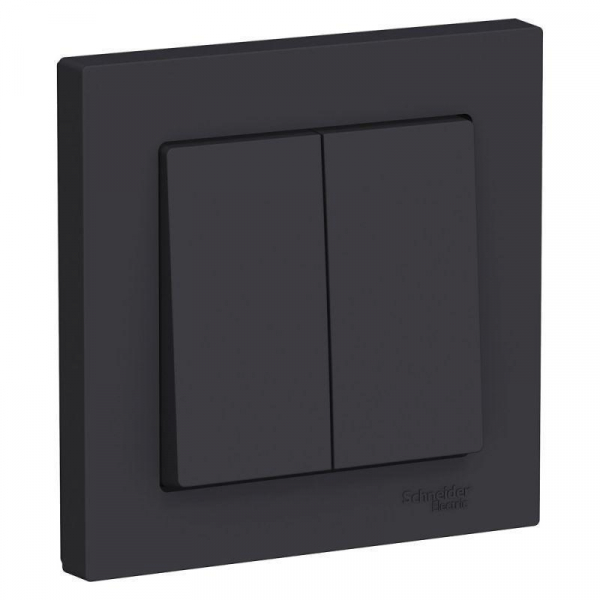 Выключатель двухклавишный Systeme Electric AtlasDesign 10A 250V карбон ATN001052 Выключатель двухклавишный Systeme Electric AtlasDesign 10A 250V карбон ATN001052