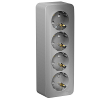 Розетка четырехместная 2К+З Systeme Electric Blanca 16A 250V со шторками алюминий BLNRA011413