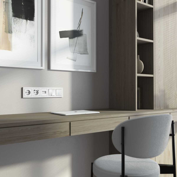 Лицевая панель Werkel Hammer для двойной розетки Еthernet RJ-45 белый W1291101 4690389163142