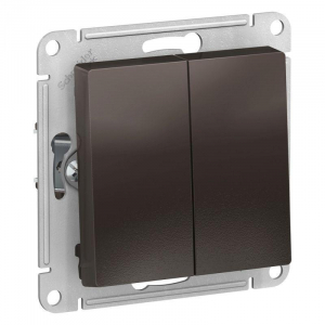 Переключатель двухклавишный проходной Systeme Electric AtlasDesign 10A 250V мокко ATN000665
