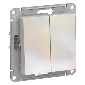 Выключатель двухклавишный Systeme Electric AtlasDesign 10A 250V жемчужный ATN000451