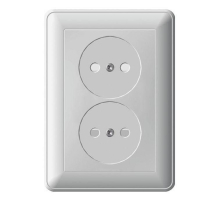 Розетка двойная 2К Systeme Electric W59 16A 250V со шторками слоновая кость RS16-254-28