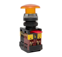 Кнопка AELA-22 желтая с подсветкой NO+NC 220В Грибок EKF PROxima pbn-aela-1o-220