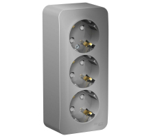 Розетка тройная 2К+3 Systeme Electric Blanca 16A 250V со шторками алюминий BLNRA011313