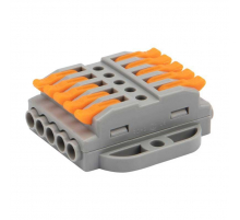 Клемма СМК 222-425P проходная 5 полюсов, с монтажной площадкой (0,08-4 мм²), серая (блистер 4 шт./уп.) REXANT 07-6265-4