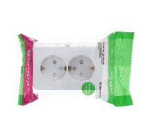 Розетка двойная 2К+З Systeme Electric Blanca 16A 250V со шторками белая BLNRA011211
