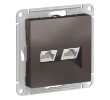 Розетка компьютерная двойная RJ45 Systeme Electric AtlasDesign 5e кат UTP мокко ATN000685