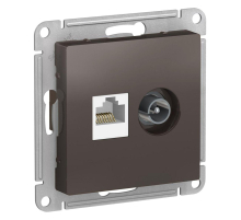 Розетка компьютерная RJ45/TV Systeme Electric AtlasDesign 5e кат UTP мокко ATN000689