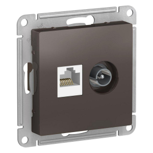 Розетка компьютерная RJ45/TV Systeme Electric AtlasDesign 5e кат UTP мокко ATN000689
